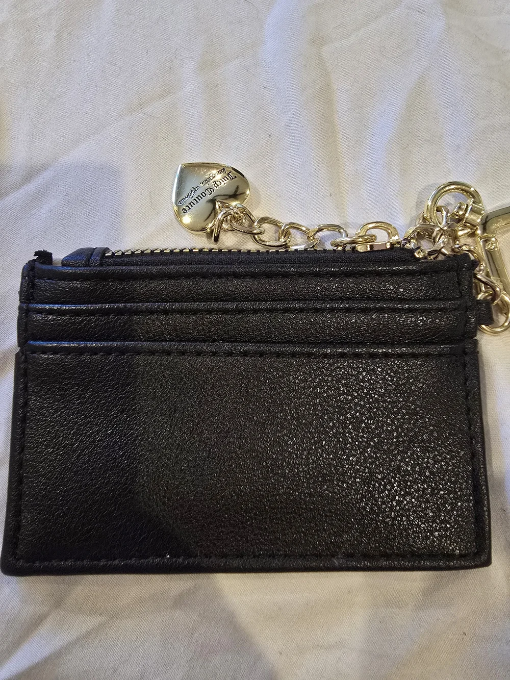 Juicy Couture Black Crystal-Logo Card Holder Keychain